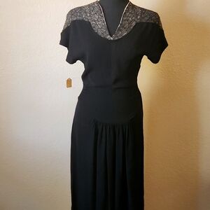 1930's Womens Dress Size Small Black